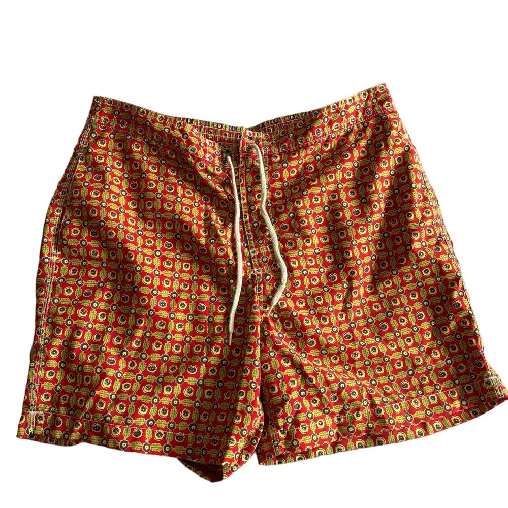 Polo by Ralph Lauren Vintage Board Shorts Blue Tab Silver Geometric Size L - Picture 11 of 12